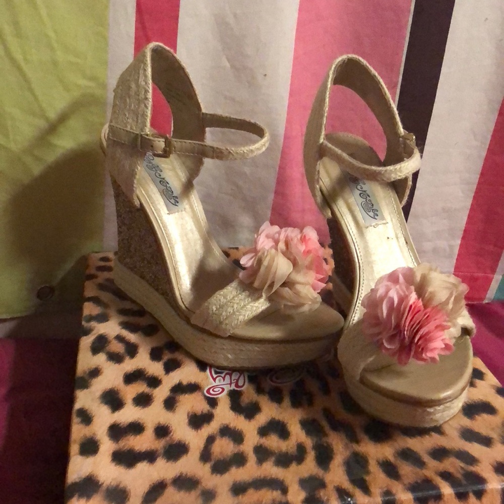 Naught Monkey Platform Glitter Wedges - image 1